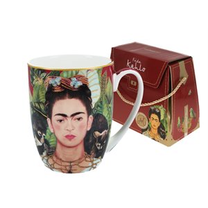 Self-Portrait with Thorn Necklace and Hummingbird Mug 360ML-Frida Kahlo