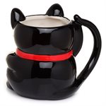 Black Maneki Neko Lucky Cat Shaped Mug